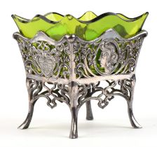 WMF, a pierced silver plated basket, decorated with roundels with maidens heads in profile,