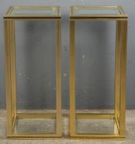Pierre Vandel, pair of glass and gilt metal two tier pedestals, 70cm high x 30cm square (2)