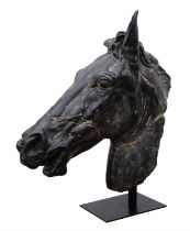 Amendment, Please note new estimate. After the Antique, Horse head on stand, patination moulded