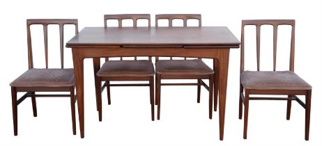 John Herbert for A Younger, an Afromosa teak extending dining table, 79cm high x 129cm wide x 80.