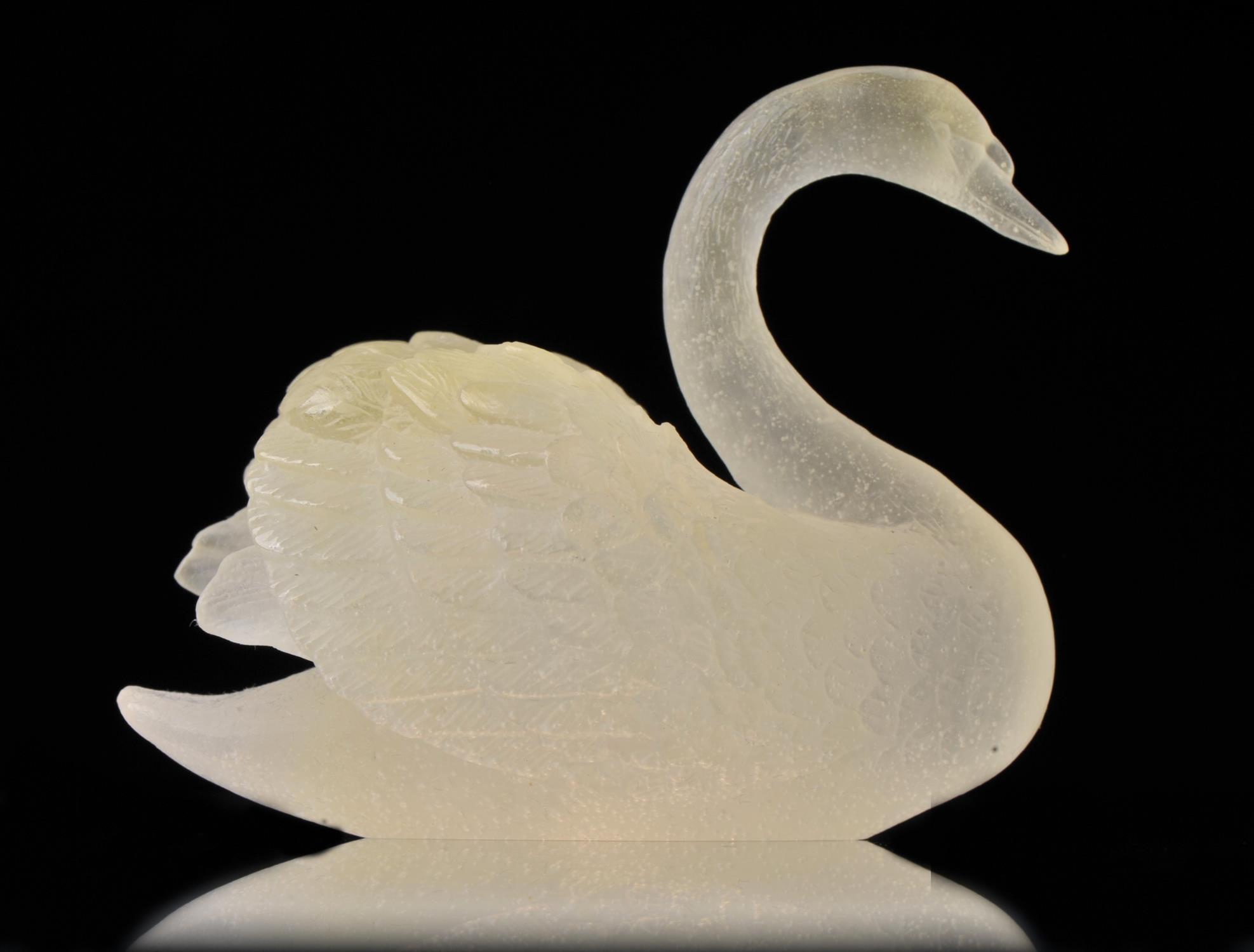 Daum France, Squirrel, Swan, Ring dish with Frog, Lily pad dish with frog, pate de verre and clear - Image 4 of 5