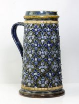 Emily Partington for Doulton, Lambeth, a sprig moulded and coloured stoneware jug,