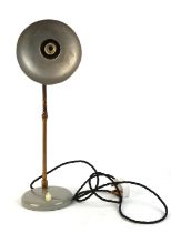 Adjustable angle poise lamp, possibly German. 1950's. brass and grey metal, 49cm high extended
