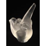 Lalique, Sylvie, glass vase with two entwined doves, etched signature Lalique France, 20.7cm high