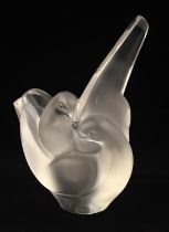 Lalique, Sylvie, glass vase with two entwined doves, etched signature Lalique France, 20.7cm high