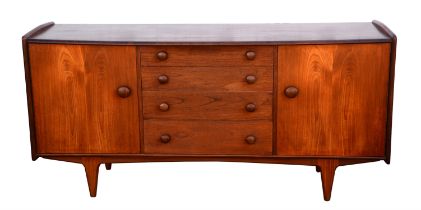 John Herbert for A Younger, a teak sideboard, the bow front top with galleried ends,