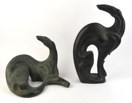 A Daniel, pair of patinated plaster greyhounds, impressed marks for Austin Prod Inc.