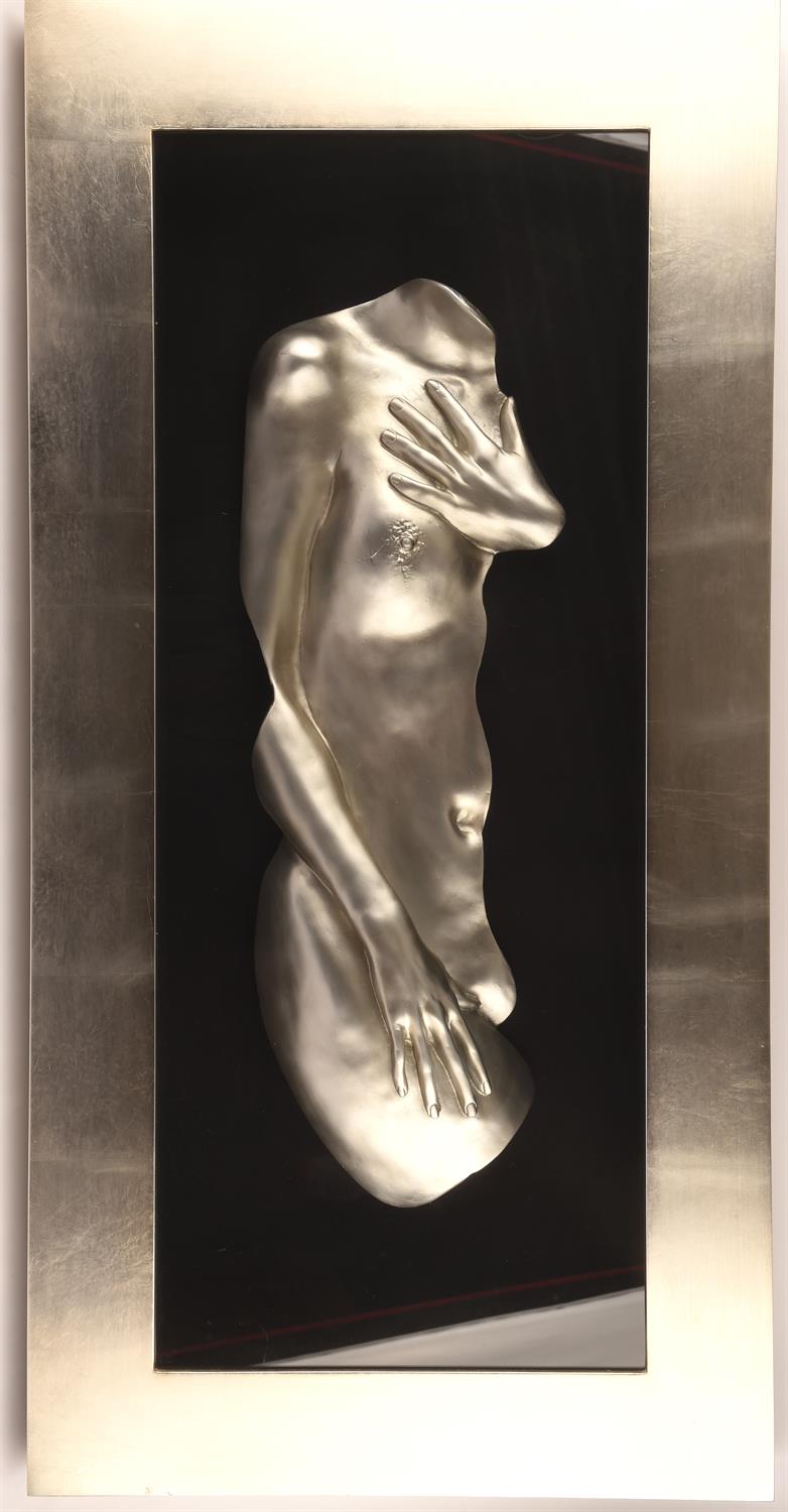 Unknown Artist, Female torso, silvered resin, framed and glazed, 120 x 60cm - Image 3 of 3