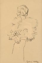 § Cecil Beaton (British 1904-1980), Lady Sylvia Ashley, pen and ink, inscribed lower right,