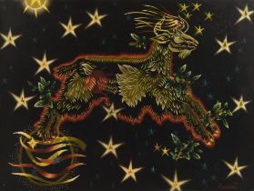 Jean Lurcat (French, 1892-1966), Tapisserie Le Bouc et la Nuit; Aries surrounded by stars and