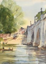 Roger Dellar (b. 1949), Richmond Bridge, watercolour, signed below mount lower left, 34 x 25cm.