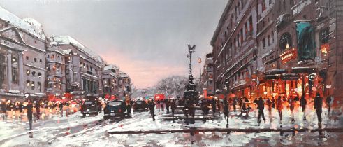 Henderson Cisz (b.1960), Winter in the City, hand enhanced canvas board print, signed and numbered