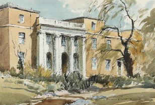 Edward Wesson (British 1910-1983), View of Brompton Barracks in Chatham, Kent, watercolour,