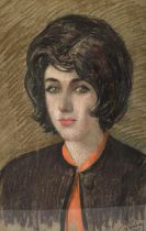 Mohamed Sabry (1917-2018), Portrait of Diana Bradbury, pastel, signed lower right, 46.5 x 31cm.