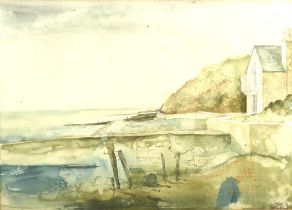 Paul Cox (British 20th century), Bonchurch Beach, watercolour, signed, inscribed and dated '74