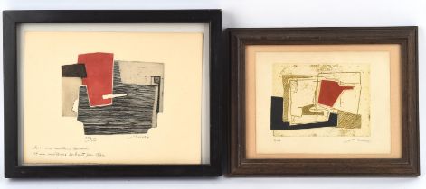 Bernard Munch (French b.1921), Untitled, two colour etchings, both signed lower right,