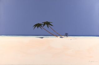 John Horswell (contemporary), Seat on a tropical beach, acrylic on canvas, signed lower right,