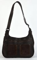 LONGCHAMP a brown leather and suede handbag with zip detail and tassel (32cm x 20 x 10cm)