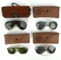 RAYBAN gentleman's vintage sunglasses collection aviator style in original cases,