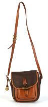 DOONEY & BOURKE contrasting brown and tan leather cross-body cartridge-style handbag with brass