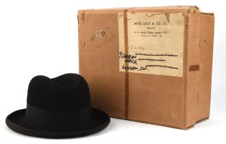 LOCK & Co top quality boxed black rabbit fur felt Homburg gentleman's gutter-crowned hat Size 7 1/8