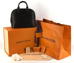 LOUIS VUITTON ALMA PM Cuir Epi Noir (the larger size) handbag with silver hardware,