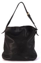 LOEWE large buttery-soft black nappa leather slouch handbag with silver coloured hardware and