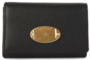 MULBERRY black pebbled leather bi-fold purse. UNUSED in original tissue paper. RRP £215 (14cm x