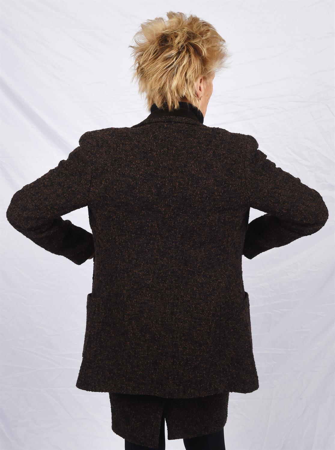 FENDI A vintage 1990s ladies brown wool boucle pencil-skirt suit with velvet collared jacket with - Image 8 of 8