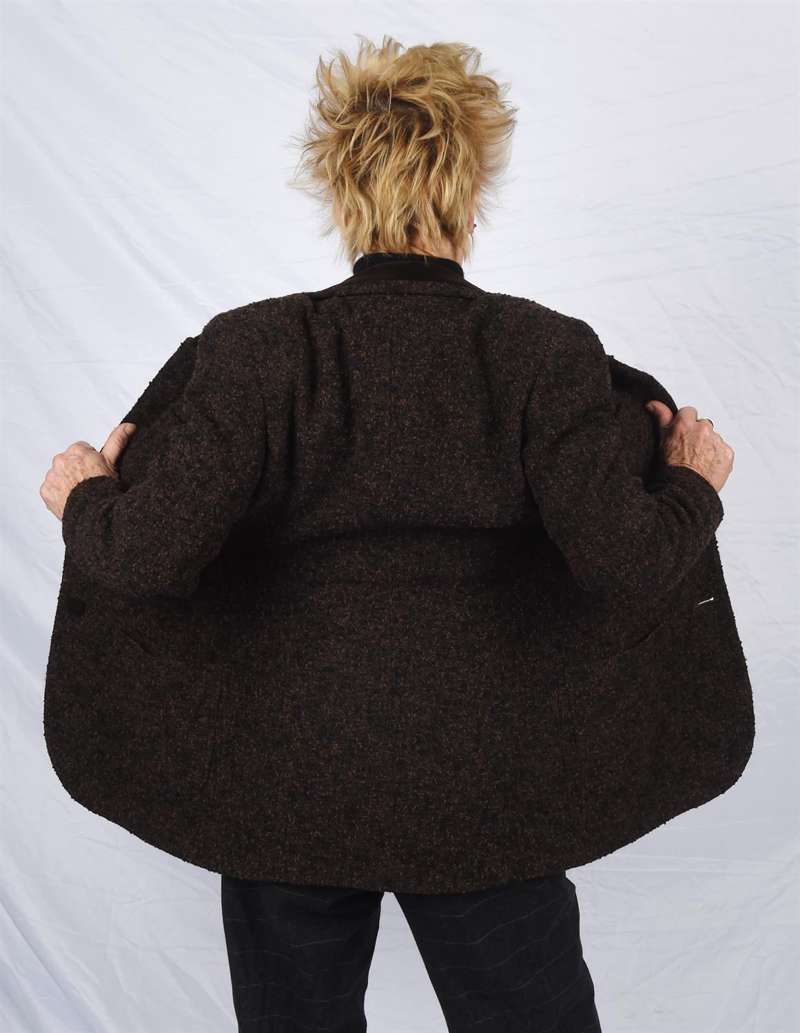 FENDI A vintage 1990s ladies brown wool boucle pencil-skirt suit with velvet collared jacket with - Image 5 of 8