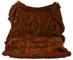 A 19th Century rust-coloured velvet and brocade Church or Cathedral alter cloth of Catholic