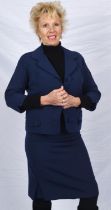 WOOLANDS of Knightsbridge 1960s original navy blue ladies skirt suit Fits UK10 100% of the