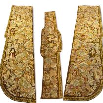 Two pairs of good quality hand-sewn French entourage wool curtain tapestries with header panels.