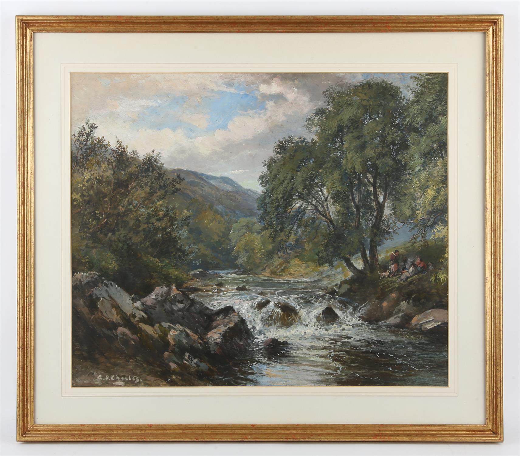 C. S. Charles (19th century), Wooded river scenes, a pair, watercolour and gouache,