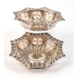 Pair of pierced silver bon bon dishes. Birmingham 1899.