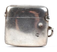 Curved black Edwardian silver vesta case.