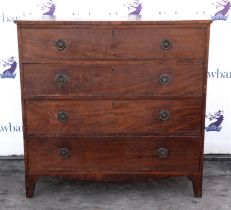 A George III mahogany chest of drawers, with four long graduated drawers and on bracket feet,