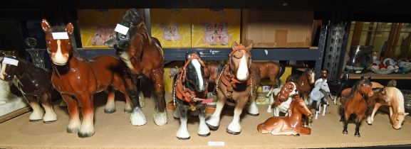 Quantity of models of ceramic horses, to include Beswick, and a Beswick model of a spaniel (Qty)