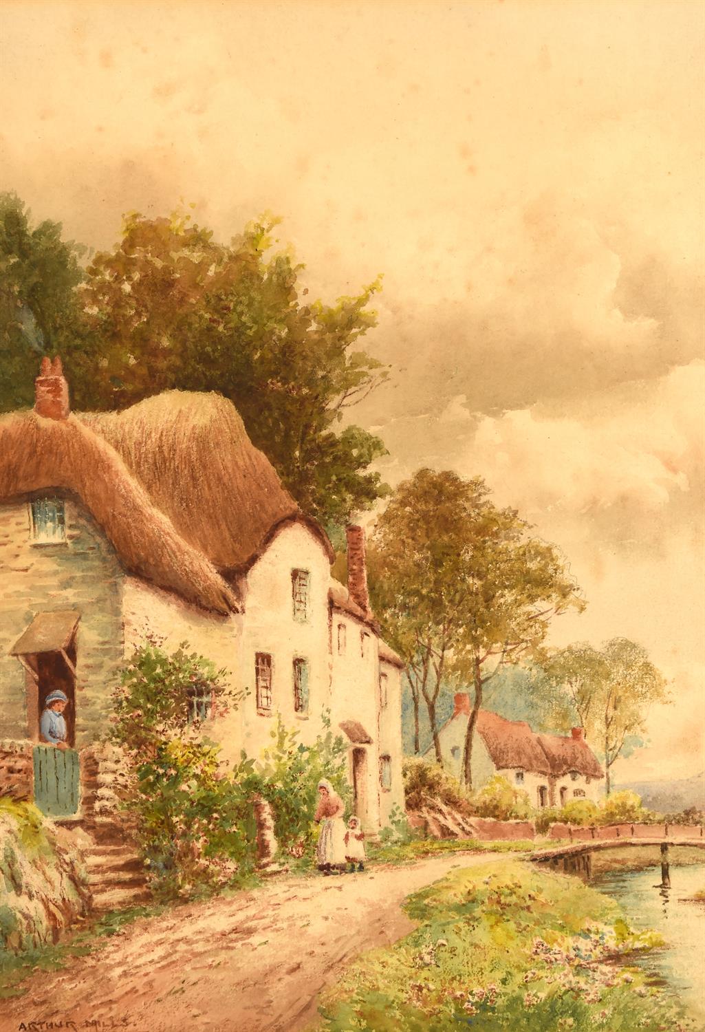 Arthur Mills (early 20th century), Cottage scenes, a pair of watercolours, both signed, each 33. - Image 3 of 4