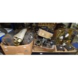 Various metal ware and other items, to comprise a 1930s walnut cased cutlery canteen, locked,