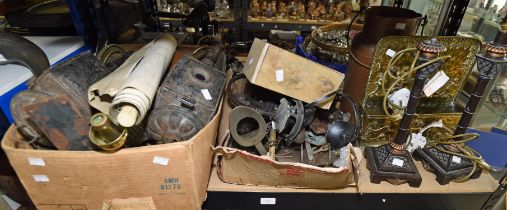 Various metal ware and other items, to comprise a 1930s walnut cased cutlery canteen, locked,