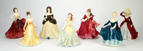 A group of six Coalport Bone China figurines, to include two from the Literary Heroes range,