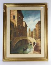 F. Mammetti (20th century), Venetian scene; Street scene, two, oil on canvas, both signed,