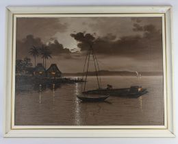 S. Vilovez? (20th century), Boats at dusk, oil on canvas, signed, inscribed MANILA and dated 1960