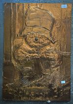 Embossed brass Paddington bear panel, 66 x 46cm