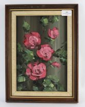 Alan King (British 1946-2013). Pink Roses ‘Evelyn Fison’, oil on board, signed lower left,