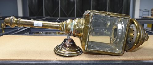 A brass carriage lamp, 19th Century, converted to electricity, 69cm high