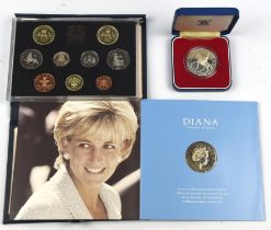 A coin collection including British £5 coins 2001 (Victoria), 1999 (Diana), 2002 and 2009