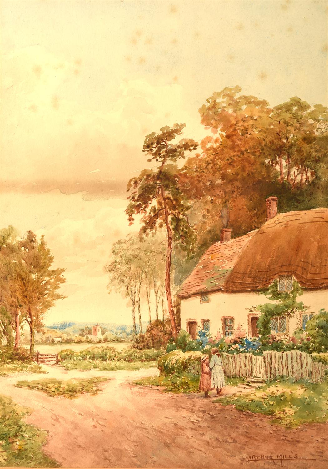 Arthur Mills (early 20th century), Cottage scenes, a pair of watercolours, both signed, each 33. - Image 2 of 4