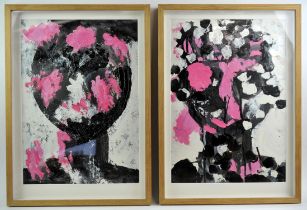 Phillip Diggle (contemporary), Untitled, a pair, acrylic on board, each 57 x 40cm.